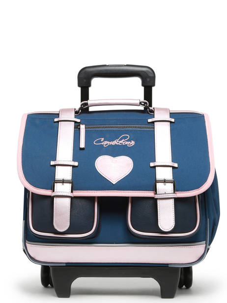 Cartable à Roulettes Enfant 2 Compartiments Cameleon Bleu vintage fantasy CR38 vue secondaire 7