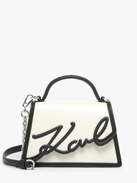 Sac Bandoulière K Signature Cuir Karl lagerfeld Blanc k signature 245W3072