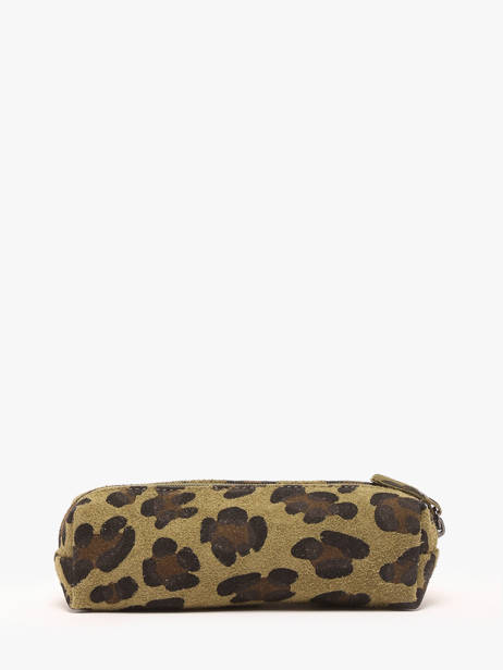 Trousse Cuir Milano Vert velvet leopardo VL22116 vue secondaire 2