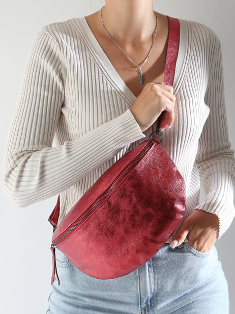 Sac Banane Nine Cuir Milano Rouge nine NI21123 vue secondaire 1