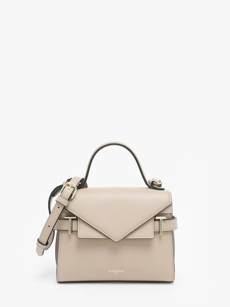 Sac Bandoulière S Double Rabat Emilie Cuir Grainé Le tanneur Beige emily TEMI1006