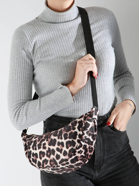 Sac Bandoulière Leopard Nylon Miniprix Beige leopard BV24634 vue secondaire 1