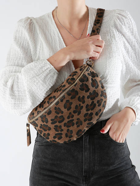 Sac Banane Milano Marron velvet leopardo VL21123 vue secondaire 1