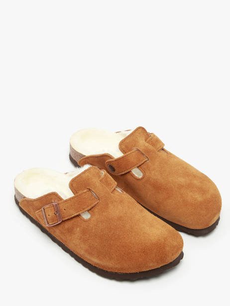 Mules Boston Shearling En Cuir Birkenstock Marron women 1001141 vue secondaire 2