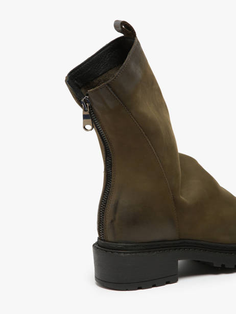 Bottines Biker En Cuir Metisse Vert women Bottines en nubuck. vue secondaire 3