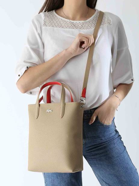 Sac BandouliÃ¨re Anna Lacoste Beige anna NF4929AA vue secondaire 1