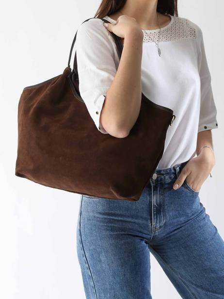 Sac PortÃ© Ã©paule Velvet Caviar Cuir Milano Marron velvet caviar VC241110 vue secondaire 1