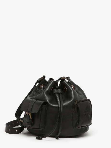 Sac BandouliÃ¨re Cargo Cuir Basilic pepper Noir cargo BCAR06
