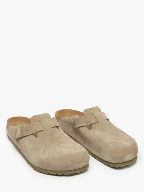 Mules Boston Suede En Cuir Birkenstock Vert men 1025788 vue secondaire 1