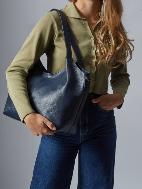 Sac Porté épaule Caviar Cuir Milano Bleu caviar CA25061 vue secondaire 1