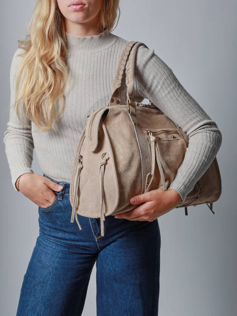 Sac Porté épaule A4 Velvet Cuir Milano Beige velvet VE24095 vue secondaire 1