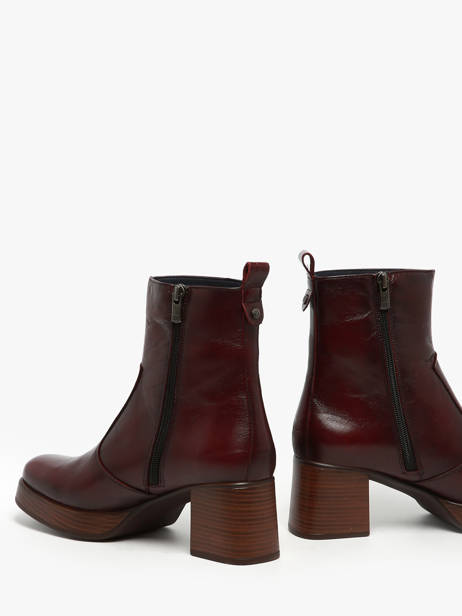 Bottines à Talon Cristel En Cuir Dorking Rouge women D9157 vue secondaire 3