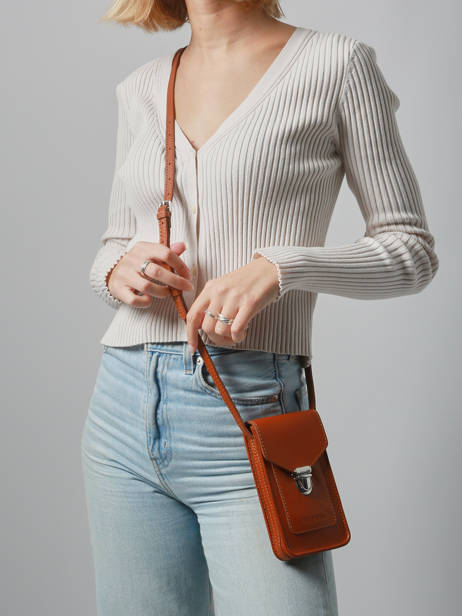 Leather Phone Bag Paul marius Brown vintage TELEPHON other view 1