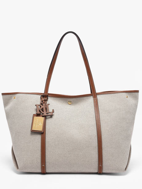 Canvas Emerie Tote Bag With Leather Straps Lauren ralph lauren Beige emerie 31920062