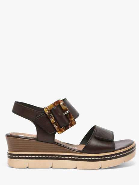 Wedge Sandals In Leather Remonte Brown women 25