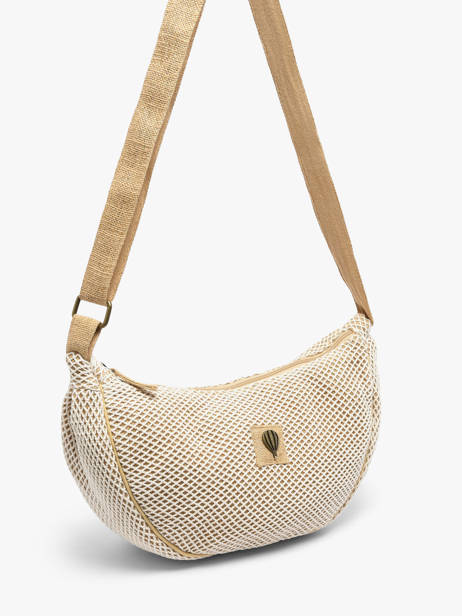 Sac Bandoulière Resille Coton Le voyage en panier Beige resille PM943 vue secondaire 2