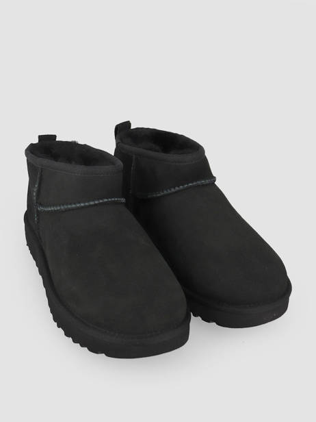 Boots Classic Ultra Mini En Cuir Ugg Noir women 1116109 vue secondaire 3