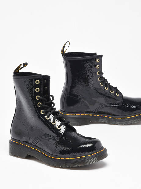 Bottines 1460 Black Distressed Patent En Cuir Dr martens Noir women 27774001 vue secondaire 3